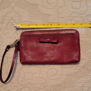 Coach Burgundy Wristlet with Bow Accent